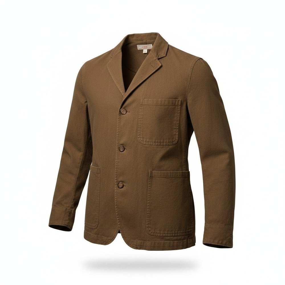 Wallace & Barnes Chore Blazer Men 36S Brown Cotton Ripstop Italian Fabric